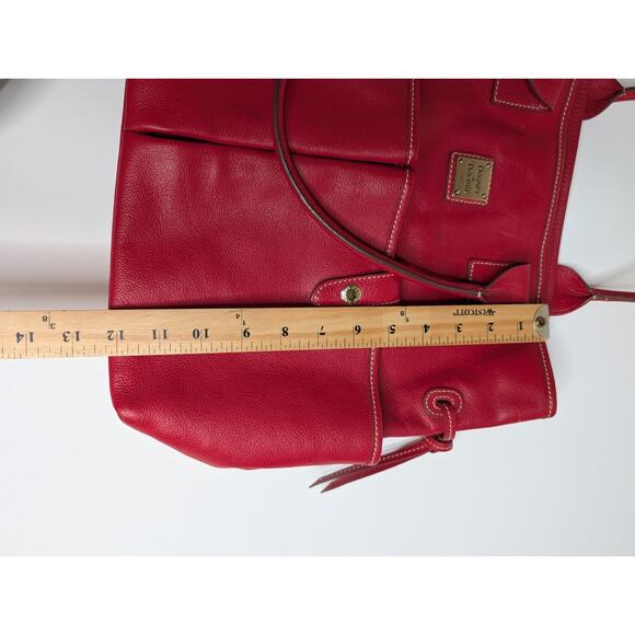 Dooney & Bourke Red Pebble Leather June Double Pocket Cinch Satchel Purse - Picture 14 of 14